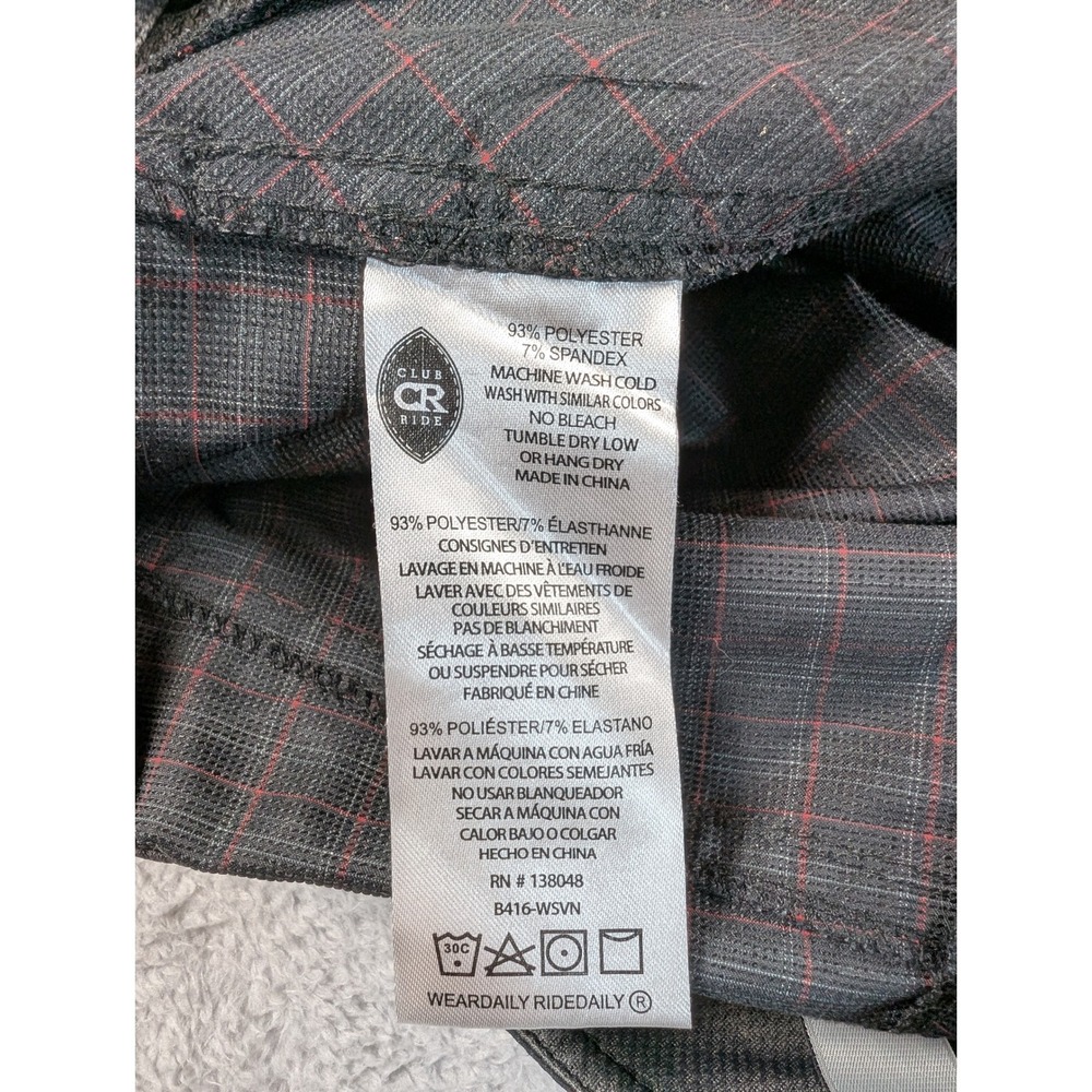 Club Ride Womens Plaid Cycling Shorts Grey Red‎ Size Medium B416-WSVN - Picture 7 of 10